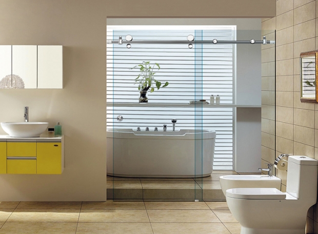 Chuyên làm cửa kính lùa trượt treo cho phòng tắm tại TP.HCM